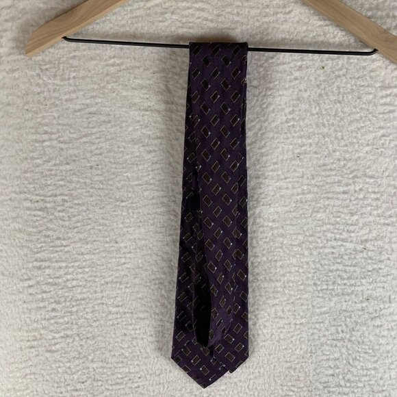 Jos. A. Bank Neck Tie Men's Purple Brown Plaid 100% Silk Classic Oxford 9592 - Picture 3 of 6